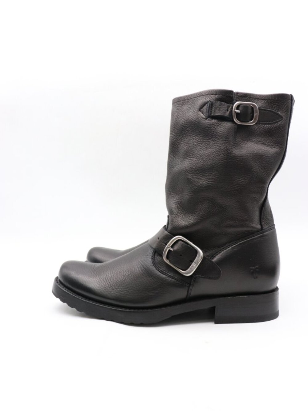 New Frye Veronica Short Boots Women's 7.5 8 B Black Engineer Moto Harness Bootie - Picture 3 of 9